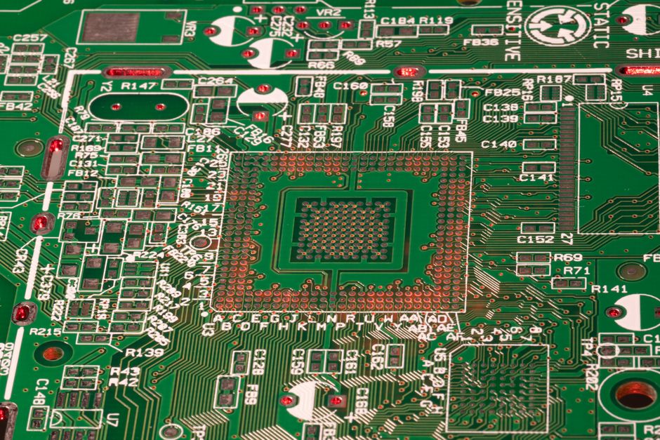 한국 금융시장 동향 — 2026년 8월 17일(월) — Detailed view of a green printed circuit board with visible components and connections.